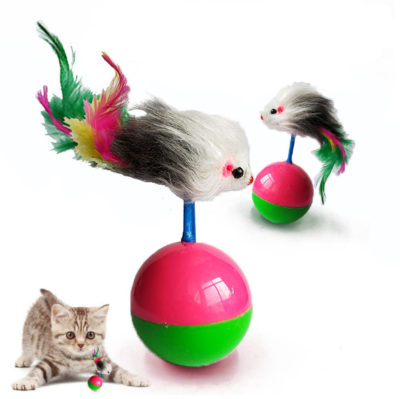 Tingacraft Toys for Cat Pet Toy Mouse Tumbler Ball Funny Pet Gravity Bite With Feather