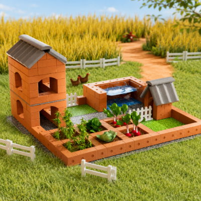 Odoria Sunny Courtyard Mini Brick Construction Kit Building Games