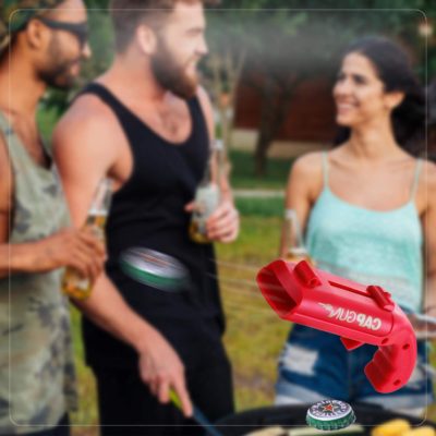 Tingacraft Beer Cap Gun Funny Launcher Shooter Bottle Opener for Parlor Games-Red