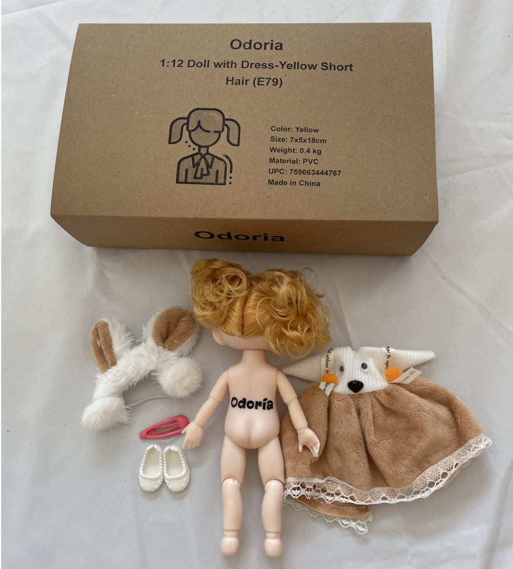 Odoria 1:12 Scale Doll with Dress-Yellow Long Hair (E80) - Image 2